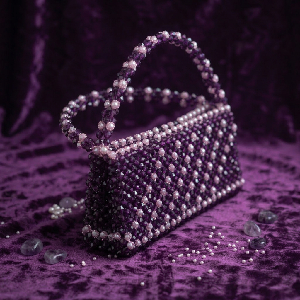 Crimson Beaded Clutch