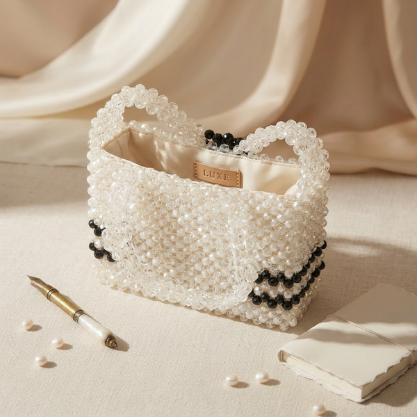 White Opal Beaded bag