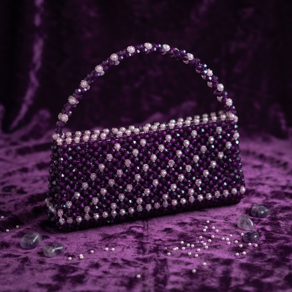 Crimson Beaded Clutch