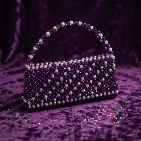 Crimson Beaded Clutch